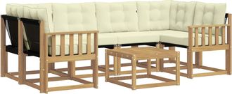 vidaXL Conjunto De Sof&aacute;s De Exterior 7 Uds. Blanco Y Crema Vidaxl