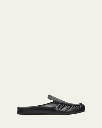 Prada Mens Leather Moc-Toe Mules