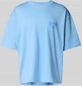 Review Oversized T-Shirt mit Label-Print in Hellblau, Gr&ouml;&szlig;e XS