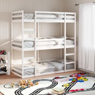 Berkfield Home Triple Bunk Bed without Mattress White 90x190 cm Single Solid Wood Pine