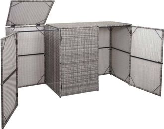 Hhg [nunca Usado] Cubo De Basura 3 Cubos Hhg-261, Cubo De Basura Cubo De Basura, Poly Rattan 3x120l, Gris
