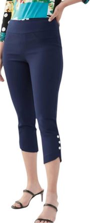 Joseph Ribkoff Button Detail Capris In Midnight Blue