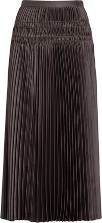 Joseph Hayes Pliss&eacute; Satin Midi Skirt - Brown - 44 (UK16 / XL)