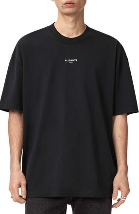 AllSaints Mikro Oversize Cotton Graphic T-Shirt in Washed Black at Nordstrom, Size Xx-Large