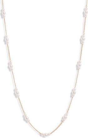 Nordstrom Imitation Pearl Station Necklace in White- Gold at Nordstrom