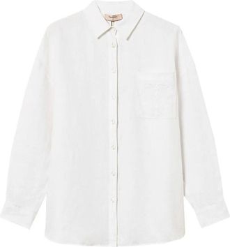 Twin-Set Open-Back Shirt With T Embroidery