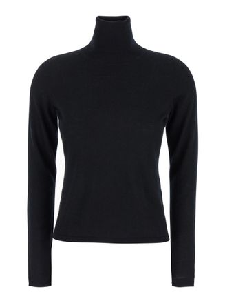 Max Mara Black Solid Turtle Neck Sweater