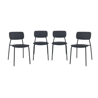 Sweeek Silla de jard&iacute;n apilable de acero y pl&aacute;stico, set de 4, antracita