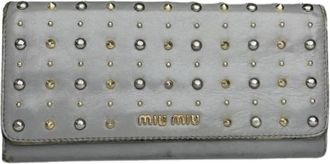 Miu Miu Pre-owned Lederen Portemonnee - Dames - Vintage Accessoires - Grijs - ONE Size - Leer - Vintage