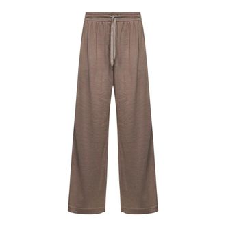 Brunello Cucinelli Brunello Cucinelli, Wide Trousers, female, Brown, Size: XS Wide Leg Trousers with Drawstring