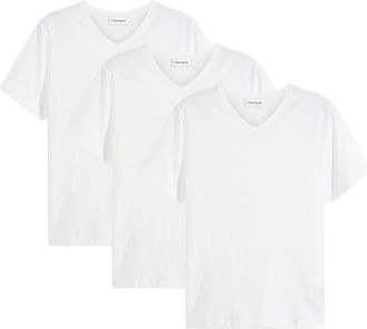 Bonprix T-Shirt BONPRIX T-Shirt mit V-Ausschnitt (3er Pack), Herren, Gr. 60/62 (XXL), weiss (wei&szlig;, wei&szlig;, wei&szlig;), Obermaterial: 100% Baumwolle, regular fit, Shi