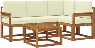 vidaXL Conjunto De Sof&aacute;s De Exterior 5 Uds. Natural Y Crema Vidaxl