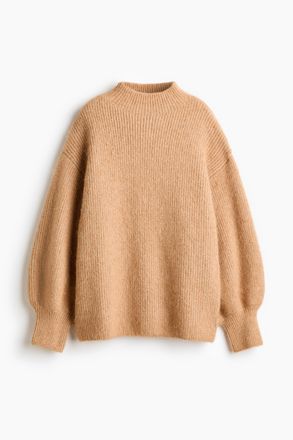 H&M Gerippter Pullover mit Turtleneck - Beige