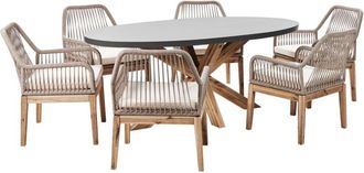 Beliani Garden Dining Set 6 Seater ORISTANO with Cushions Concrete Beige