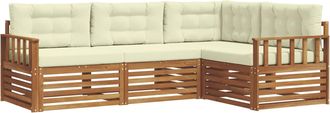 vidaXL Conjunto De Sof&aacute;s De Exterior 4 Uds. Natural Y Crema Vidaxl