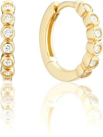 Lily & Roo Gold Round Diamond Style Huggie Hoop Earrings