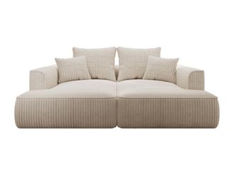 VENTE-UNIQUE.COM Sof&aacute; fijo terciopelo 3 plazas beige 230x180cm