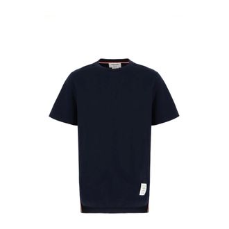 Thom Browne Tops, Heren, Blauw, L, Katoen, 4-Bar Jersey T-shirt
