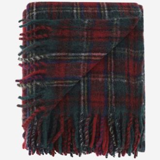 Saint Laurent Womens Wool Blend Maxi Scarf With Check Pattern Alpaca Scarfs