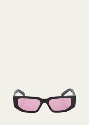 Prada Mens Triangle Logo Bicolor Rectangle Sunglasses