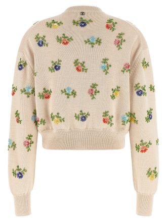 Paco Rabanne Floral Embroidery Cardigan - Beige