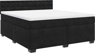 vidaXL Cama Box Spring Con Colch&oacute;n Terciopelo Negro 180x200 Cm Vidaxl