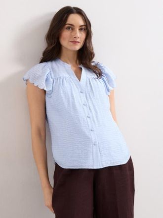 Phase Eight Aleasha Scallop Sleeve V-Neck Blouse in Pale Blue at Nordstrom, Size 14