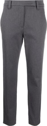 Brunello Cucinelli Grijze Katoenen Lange Broek - Dames - Vrijetijds broeken - Grijs - XS - Katoen - Broeken