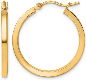 Diamond2Deal 10k Gold 2mm Square Tube Hoop Earrings