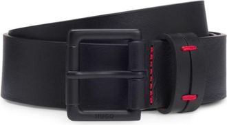 HUGO BOSS Red-stitching belt in Italian leather