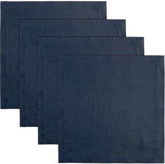 Solino Home Linen Square Placemats Set of 4, 14 x 14 Inch for Dining Table, Holiday and Everyday Table Decor - Fete in Navy at Nordstrom, Size Small