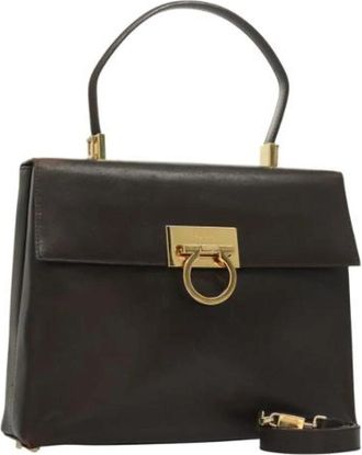 Ferragamo Tweedehands leren handtassen - Dames - Vintage Handtas - Bruin - ONE Size - Leer - Vintage