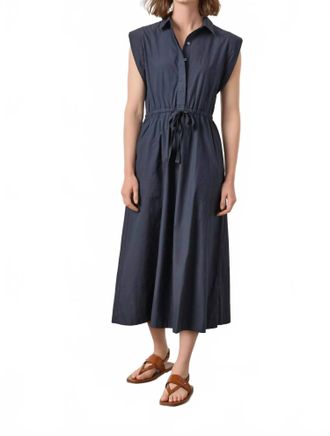 Lilla P Gusset Sleeve Maxi Dress In Navy