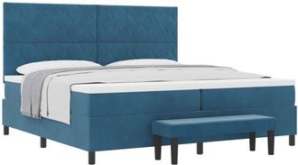 vidaXL Box Spring Bed with Mattress Dark blue 200 x 200 cm Velvet vidaXL