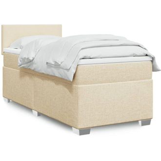 vidaXL Cama Box Spring Con Colch&oacute;n Tela Color Crema 90x190 Cm Vidaxl