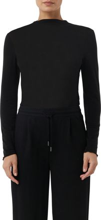 Comma Langarmshirt »semitransparente Optik« hoher Rundhalsausschnitt, casual, slim fit, mit Wolle