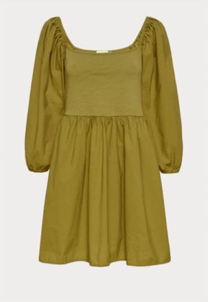 Nation Ltd Heddie Combo Babydoll Dress In Lichen Green
