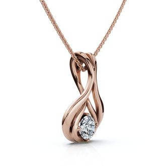Pompeii3 1/5Ct Solitaire Lotus Diamond Pendant 14k Gold 18 Necklace Lab Grown