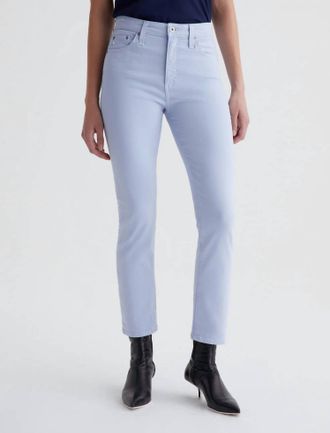 AG - Adriano Goldschmied Ag Mari Crop High Rise Slim Straight Cut Jeans In Blue Whisper