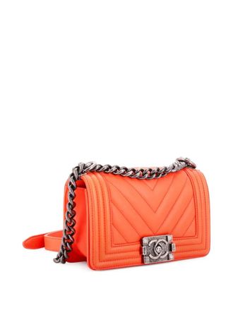 Chanel Boy Flap Bag Chevron Calfskin Small crossbody bag - Arancione