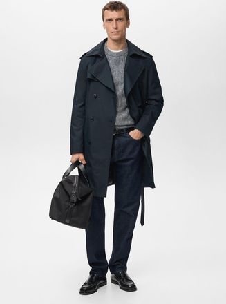 Mango Trench cintura water repellent navy - Uomo - XXL - MANGO MAN