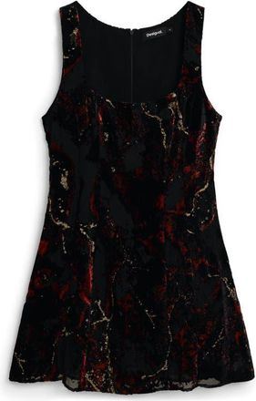 Desigual Metallic Sleeveless Velvet Dress in Black at Nordstrom, Size Medium