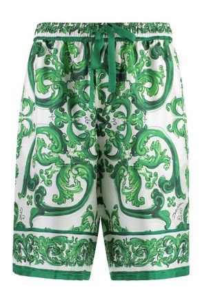 Dolce & Gabbana Printed Silk Bermuda Shorts
