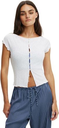 Cotton On Womens Button Detail Cap Sleeve Top in Light Grey Marle at Nordstrom, Size Xx-Small