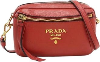 Prada Pre-owned Vintage Shoulder Bag - Dames - Vintage Schoudertas - Rood - ONE Size - Leer - Vintage