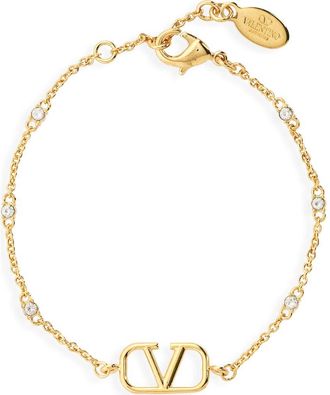 Valentino VLOGO Signature Swarovski Crystal Bracelet in Oro Crystal Gold Shade at Nordstrom