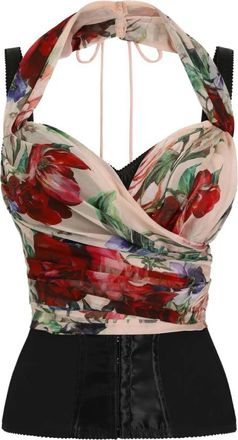 Dolce & Gabbana Bustier met bloemenprint - Dames - Blouses - Veelkleurig - M - Katoen - Overhemden