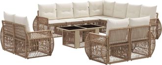 vidaXL Conjunto De Sof&aacute;s De Jard&iacute;n 12 Uds. Beige Y Blanco Crema Vidaxl