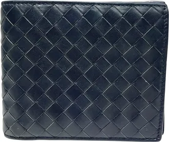 Bottega Veneta Intrecciato Navy Leather Wallet (Bi-Fold) (Pre-Owned)