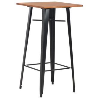 Berkfield Home Bar Table Black 60x60x108 cm Solid Pine Wood Steel | Size: 60 x 60 x 108 cm